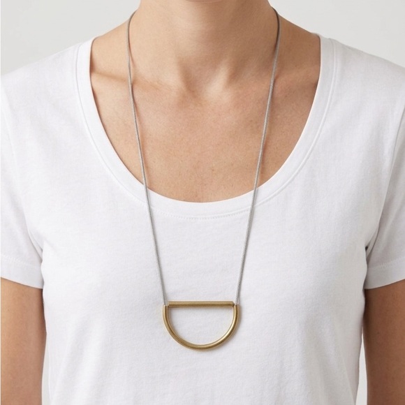 Jewelry - Modern Minimalist Brass Half-Moon Necklace